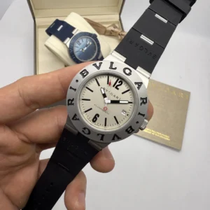 Bvlgari Aluminium 40mm - AÇO MOSTRADOR BRANCO - SILICONE