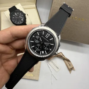 Bvlgari Octo Roma 41mm - AÇO MOSTRADOR PRETO - SILICONE