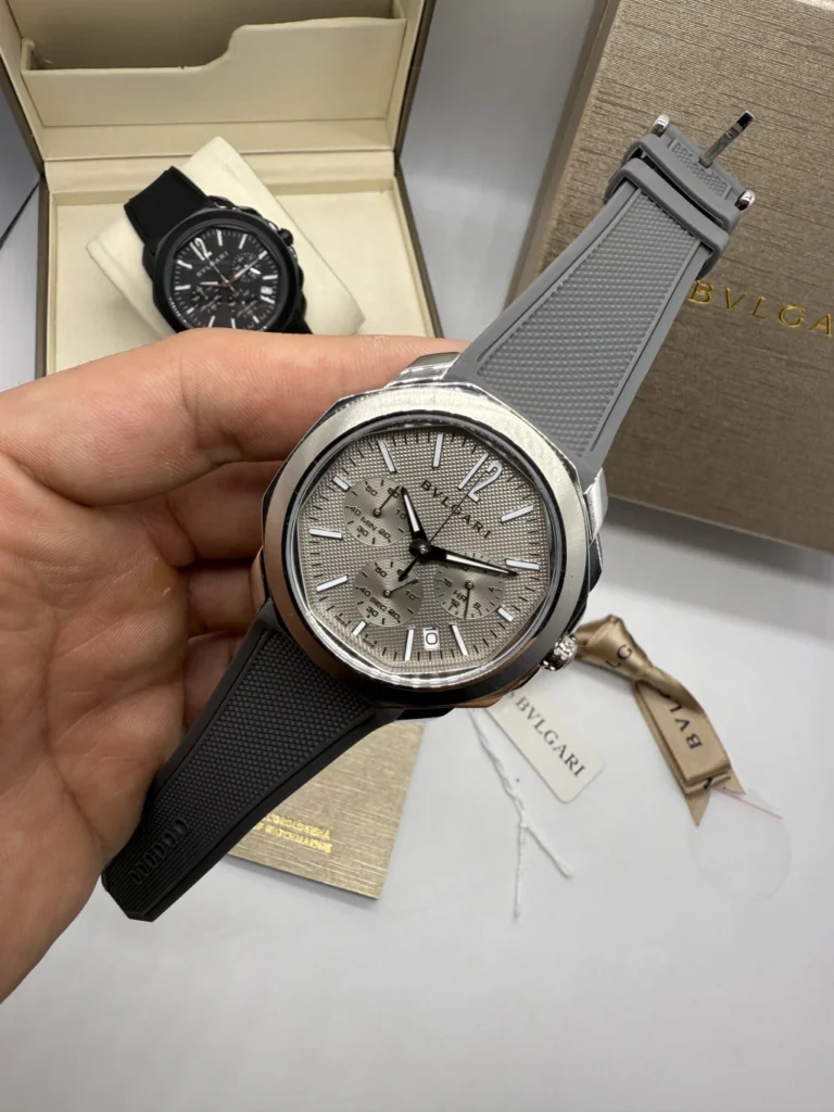 Bvlgari Octo Roma 41mm - AÇO MOSTRADOR CINZA - SILICONE