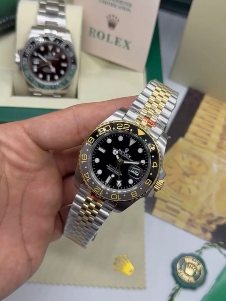 GMT Master II 40mm - AÇO COM DOURADO MOSTRADOR PRETO